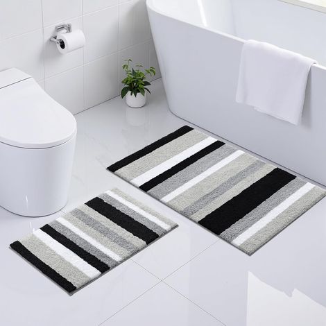 Set Mit 2 Badematten, Saugfähige Mikrofaser, Rutschfeste Unterseite, Badezimmer, 40 X 60 Cm Und 60 X 90 Cm