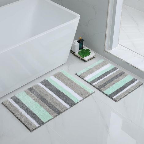 2er-set Badematten, Weiche Mikrofaser, Rutschfeste Unterseite, Saugfähig, Badezimmer
