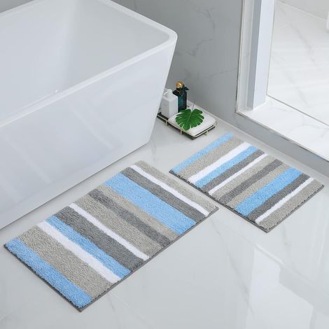 Set Mit 2 Badematten, Weiche Mikrofaser, Saugfähig, Rutschfest, Waschbar, Für Badezimmer