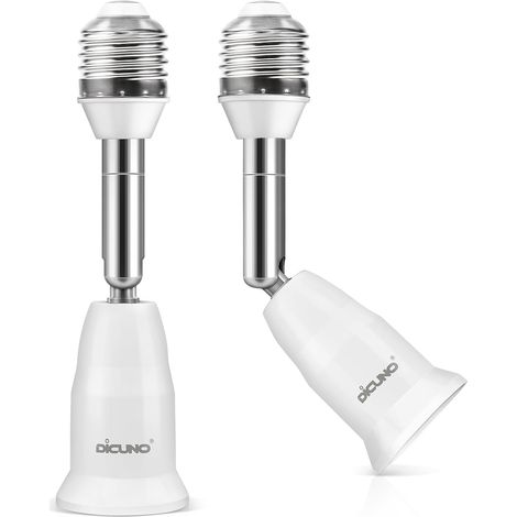 Set Mit 2 E27-verlängerungsadaptern, 11,5 Cm Flexibles Kabel, 350° Drehbar, Für Einbauleuchten Im Innenbereich