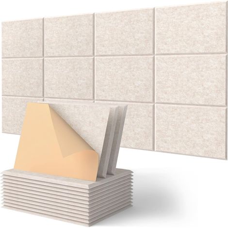 12 Selbstklebende Akustikpaneele, Hochdichter Polyester-schaumstoff (230 Kg/m³) Für Studio- Und Wanddekoration