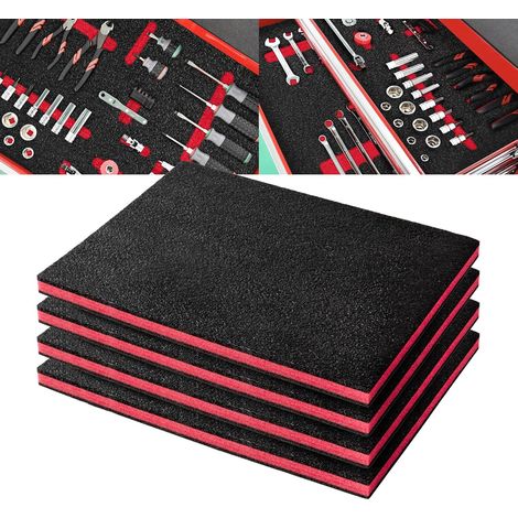 4er-set Schaumstoffeinlagen Für Werkzeugkästen, Schwarzes Und Rotes Polyethylen, 40,6 X 30,4 X 2,54 Cm, Präzise Aufbewahrung