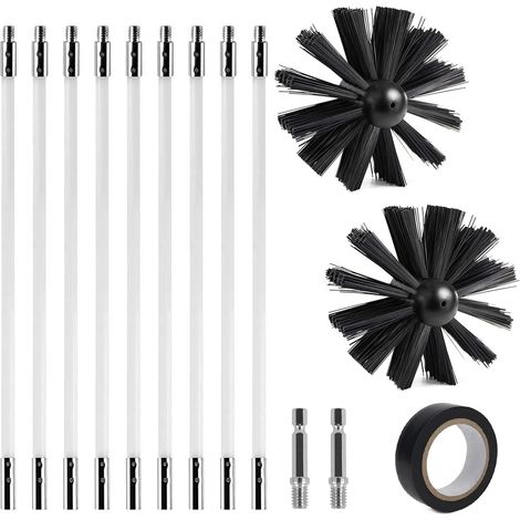 Schornsteinfeger-set, 9 Flexible Stangen, 2 Nylonbürsten, Für Schornstein Und Rauchrohr