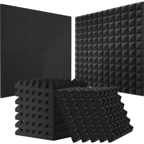 Set Mit 36 Hochdichten, Pyramidenförmigen Akustikschaumstoffplatten, 30 X 30 X 5 Cm, Für Studio, Zuhause Oder Büro, Schwarz