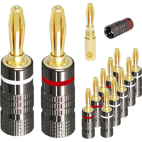 12 Bananenstecker, 4,5-mm-vergoldeter Anschluss, Reinkupfer, Hifi-heimkinosystem