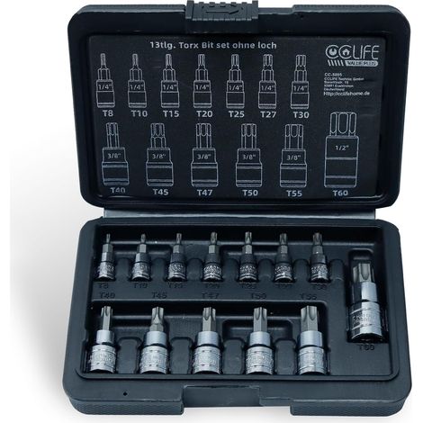 13 Torx-bits, S2-stahl, T8-t60-antrieb, 1/4", 3/8", 1/2"-antrieb, Für Kfz-mechaniker