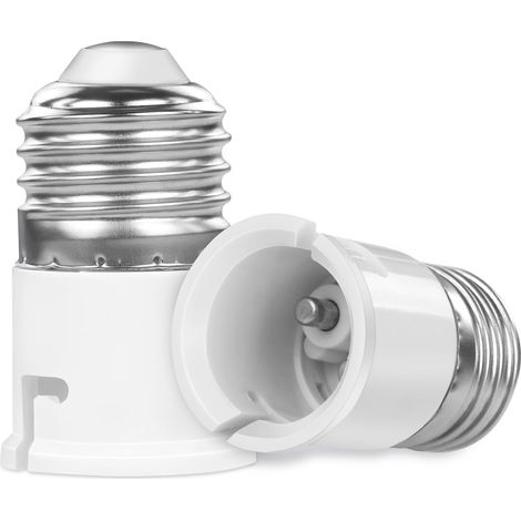 Set Mit 2 E27-auf-b22-fassungsadaptern, Feuerhemmender Kunststoff, Für Energiesparlampen Und Led-lampen, Wohn-/schlafzimmer