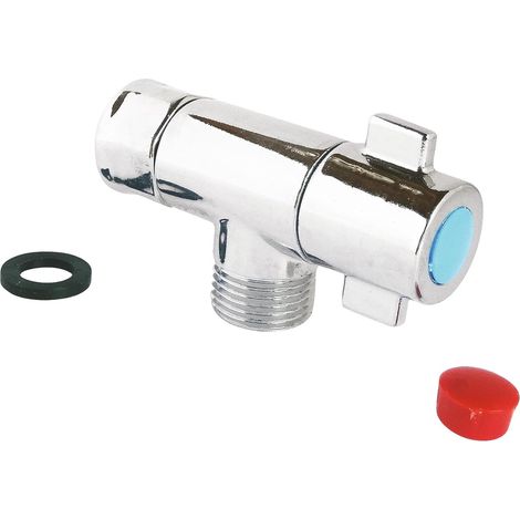 Kompaktes Absperrventil, Verchromtes Messing, 3/8"-mutter, Außengewinde, 1/4-drehgriff, Für Waschbecken