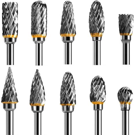 10 Rotationsfräser, Hartmetallstahl, Doppelschneide, 1/8 Zoll, Für Holz- Und Metallgravur