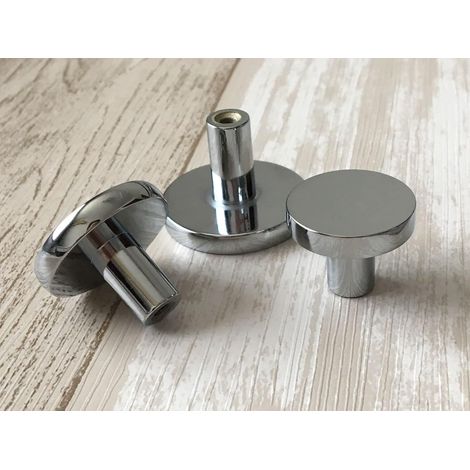 Set Mit 8 Polierten Chrom-schrankknöpfen, Runden Zink-türgriffen, Für Schubladen, Kommoden, Küche Und Badezimmer, 28 X 20 Mm