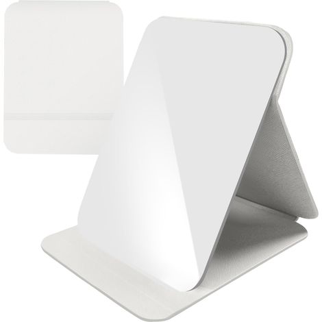 Klappspiegel, Pu-leder, Verstellbarer Winkel, Hd-glas, Für Reisen Und Büro