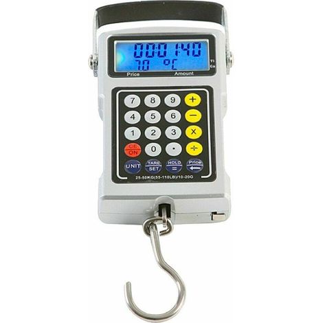 Fischwaage, Beleuchtetes Lcd-display, 50 Kg/110 Lb (ca. 50 Kg) Angelwaage Mit Maßband, Elektronische Waage, Digitale Angelhakenwaage Für Den Postversand