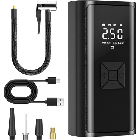 Tragbarer Luftkompressor, 150 Psi, 4500 Mah Akku, Lcd-display, Automatische Abschaltung, Led-beleuchtung, Geeignet Für Auto, Motorrad Und Fahrrad