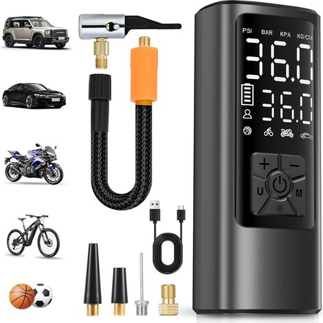 Akku-luftkompressor 150 Psi Mit Automatischer Abschaltung Und Led-anzeige Für Auto, Motorrad Und Fahrrad