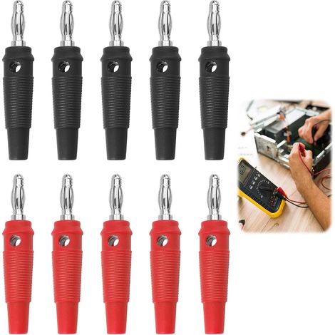 10 Bananenstecker 4 Mm, Lötbare Steckverbinder, Vergoldet, Kupfer Und Pvc, Für Multimeter Und Elektronische Prüfgeräte