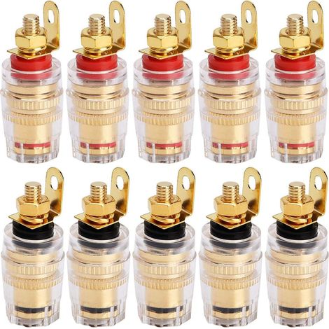10 Bananenstecker, 4 Mm, Vergoldetes Kupfer, Für Verstärker, Lautsprecher, Wandpaneele