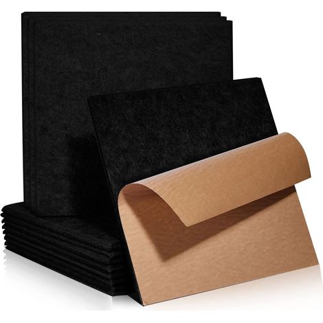 12er-pack Akustikpaneele, Selbstklebende Quadrate, Polyesterfaser-schalldämmung, Für Studiowände Und -decken, Schwarz
