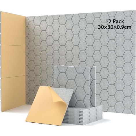 Packung Mit 12 Selbstklebenden Akustikpaneelen 30x30x0,9 Cm Schalldämmung Wabenschaum Für Studio Und Büro