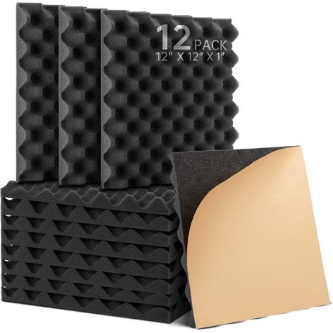 Set Mit 12 Akustikschaumstoffplatten, Hochdicht, Selbstklebend, 30 X 30 X 2,5 Cm, Für Tonstudios