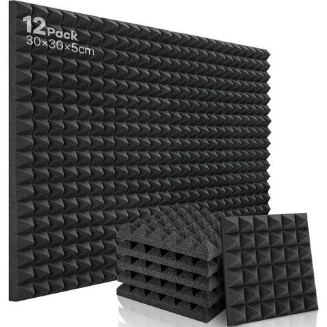 Set Mit 12 Akustikpaneelen, Hochdichter Schaumstoff, 30 X 30 X 5 Cm, Zur Echoreduzierung, Für Studio Und Büro
