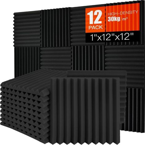 Set Mit 12 Feuerhemmenden 30x30x2,5 Cm Großen Akustikschaumstoffplatten Für Studio Und Büro