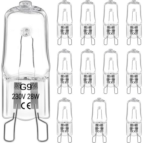 12 G9-halogenlampen, 28 W, 230 V, Warmweiß 2800 K, Hitzebeständig Bis 300 °c, Mikrowellengeeignet