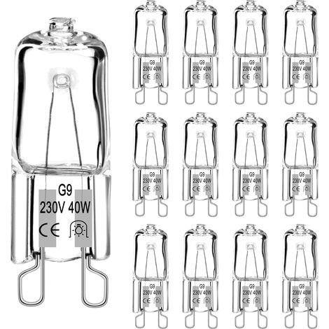 12 Dimmbare G9-halogenlampen (40 W, 230 V), Warmweiß (2700 K), Für Backofen- Und Kronleuchterbeleuchtung