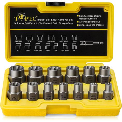 13-teiliges Ausdreher-set, Metrische Stecknuss, Oxidierter Stahl, Beschädigte Schraube, Mechanische Werkstatt