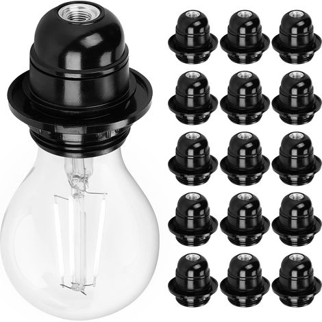15 E27-lampenfassungen, 250 V 60 W, Schwarze Kunststoff-lampenhalter, Für Cafés, Restaurants Und Küchen