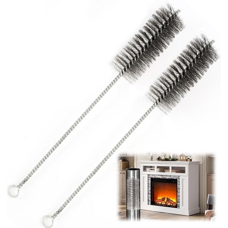 Set Mit 2 Ofenrohrbürsten, 40 Mm Durchmesser, 30 Cm Länge, Weiche Stahlborsten, Zur Schornsteinreinigung