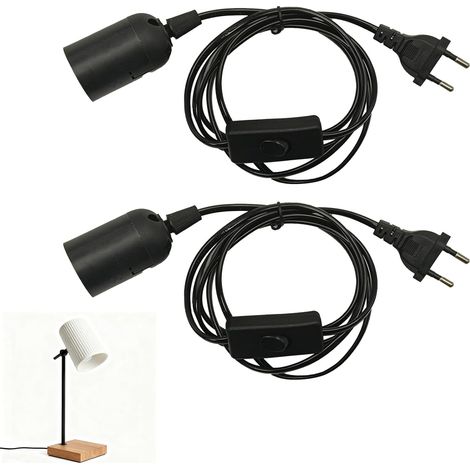 2er-pack E27-steckdosen, 1,8 M Kabel, Schalter, Pvc, Kupfer, Wohnzimmer, Küche