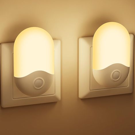 2er-set Nachtlichter Mit Dämmerungssensor, Automatischer Ein-/ausschaltfunktion, Netzstecker, Warmweißes Licht (0,5 W) Für Schlafzimmer Und Flur