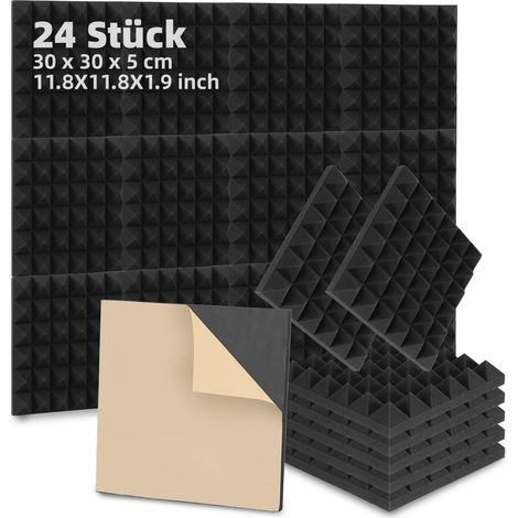 Set Mit 24 Akustikpaneelen, Selbstklebender Schaumstoff, 30 X 30 X 5 Cm, Schalldämmung Für Studios