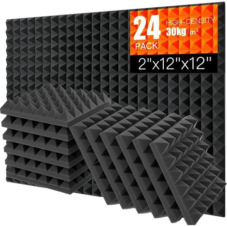 Set Mit 24 Pyramidenförmigen Akustikschaumstoffplatten 30x30x5cm Zur Schalldämmung Für Studios