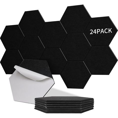Packung Mit 24 Selbstklebenden, Sechseckigen Akustikpaneelen Mit Hoher Dichte (230 Kg/m³), Nrc 0,95, Für Wände, Türen Und Studios