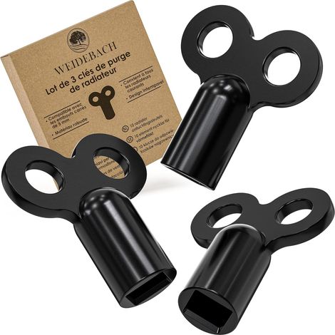 3-teiliger Entlüftungsschlüsselsatz, 5-mm-vierkantantrieb, Aluminiumlegierung, Schwarz, Für Standardheizkörper
