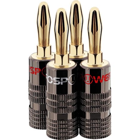 Set Mit 4 Vergoldeten Bananensteckern (24 Karat) Mit Doppelschrauben Für 12-18 Awg Hifi-kabel