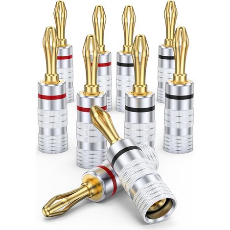 Paar Bananenstecker, 24 Karat Vergoldetes Messing, Doppelschrauben, 12–18 Awg Lautsprecherkabel