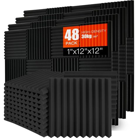 Set Mit 48 Akustikpaneelen, 30 X 30 X 2,5 Cm Polyurethanschaum, Hochdichtes 3d-design, Für Studio Und Heimkino