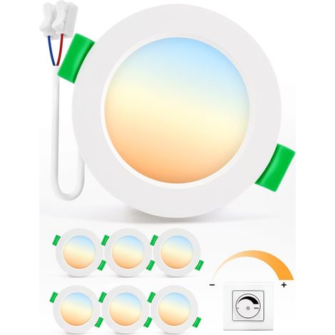Set Mit 6 Dimmbaren Led-einbaustrahlern Mit Drei Farbtemperaturen Und Schutzart Ip44 Für Bad Und Küche