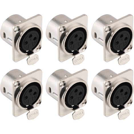 6er-pack Xlr-buchsen, 3-polig, Einbau-metallstecker, Vernickeltes Kupfer, Audio Pro