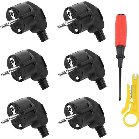 Schuko-steckdosen (stecker), 16 A, 250 V, Schutzart Ip20, Für 8–10 Mm² Kabel, Für Den Innen- Und Außenbereich