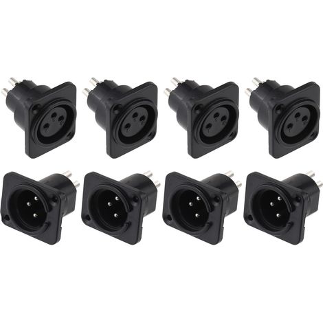 Stück Xlr-stecker, 3-polig, Stecker/buchse, Einbau, Vernickeltes Kupfer, Für Mikrofone