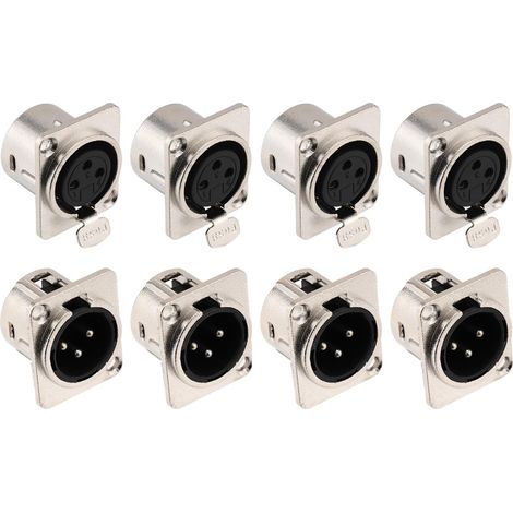 8-teiliger Xlr-stecker, 3-polig, Metallgehäuse, Vernickeltes Kupfer, Für Mikrofone
