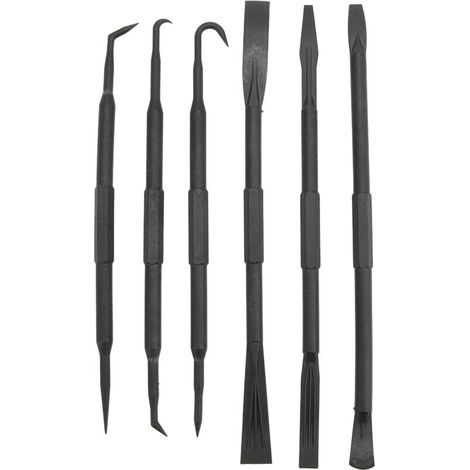 Set Aus 6 Doppelseitigen Hebelhaken Aus Schwarzem Abs-kunststoff Zum Entfernen Von O-ring-dichtungen Und Zubehör.