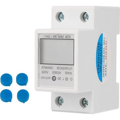 Einphasen-stromzähler, 35-mm-din-schiene, Lcd-anzeige, 220 V Spannung, 80 A Stromstärke, Für Den Innenbereich