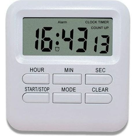 Digitaler Timer Mit 3-in-1-uhr-/weckerfunktion, Magnetischer Küchentimer, Countdown-stoppuhr, Zeitmanagement Für Kochen/lernen/sport (weiß)