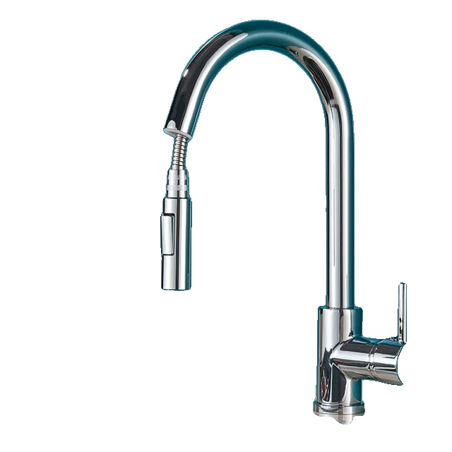Küchenarmatur Mit Ausziehbarer Brause, Modernes Design, Chrom, Ohne Sensor