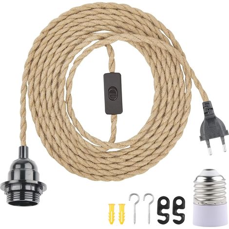 E27-fassung, Integrierter Schalter, 4,5 M Hanfkabel, E14-adapter, Für Diy-wohnzimmer-pendelleuchten