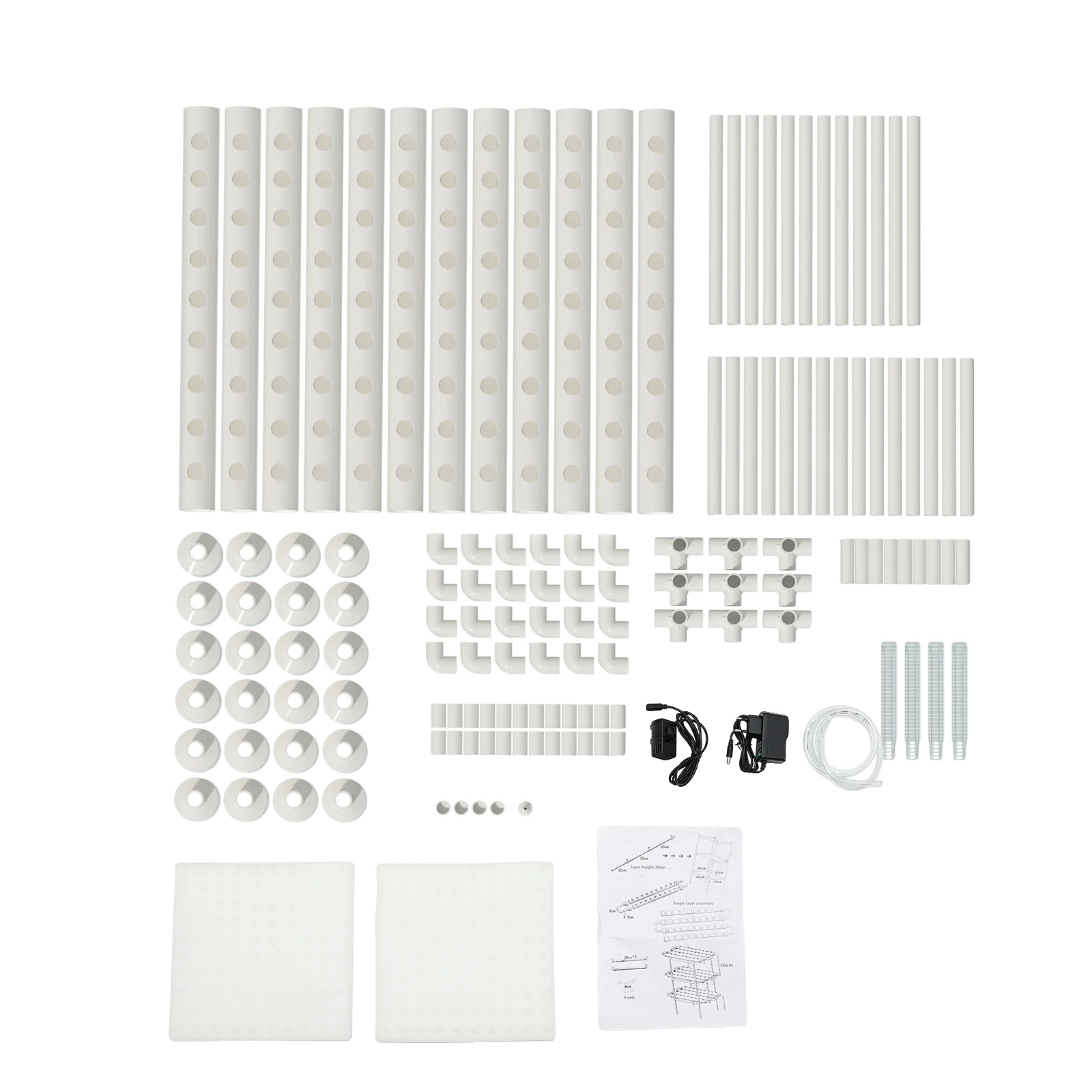 Hydroponisches Anbauset, 3-schicht-system, 108 Pflanzpunkte, Weiss